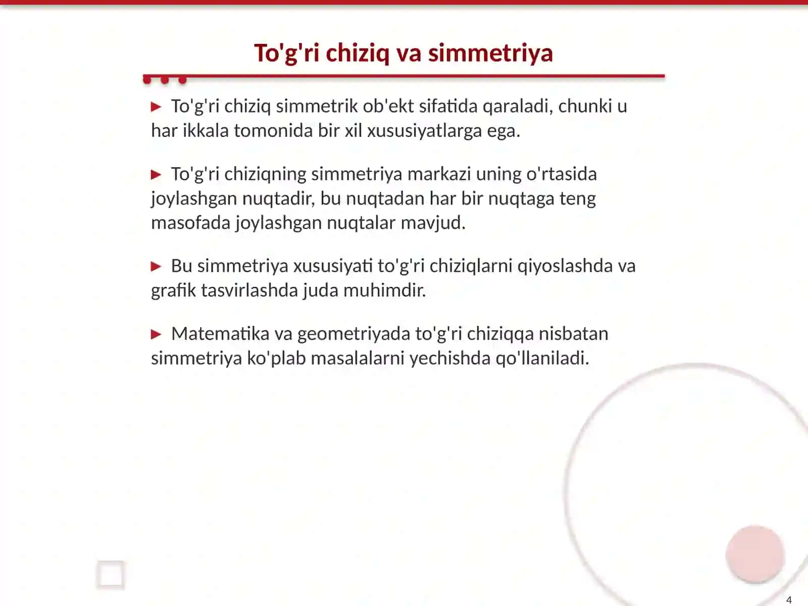 To'g'ri chiziqqa nisbatan  simmetriya 4