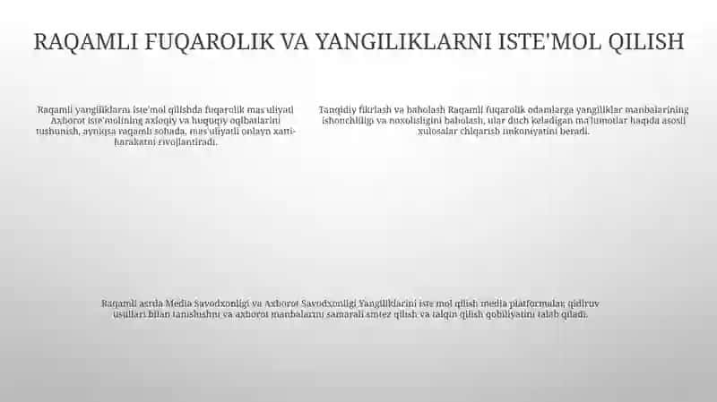Milliy Jurnalistikada Mediata'Limning OʻRni 4