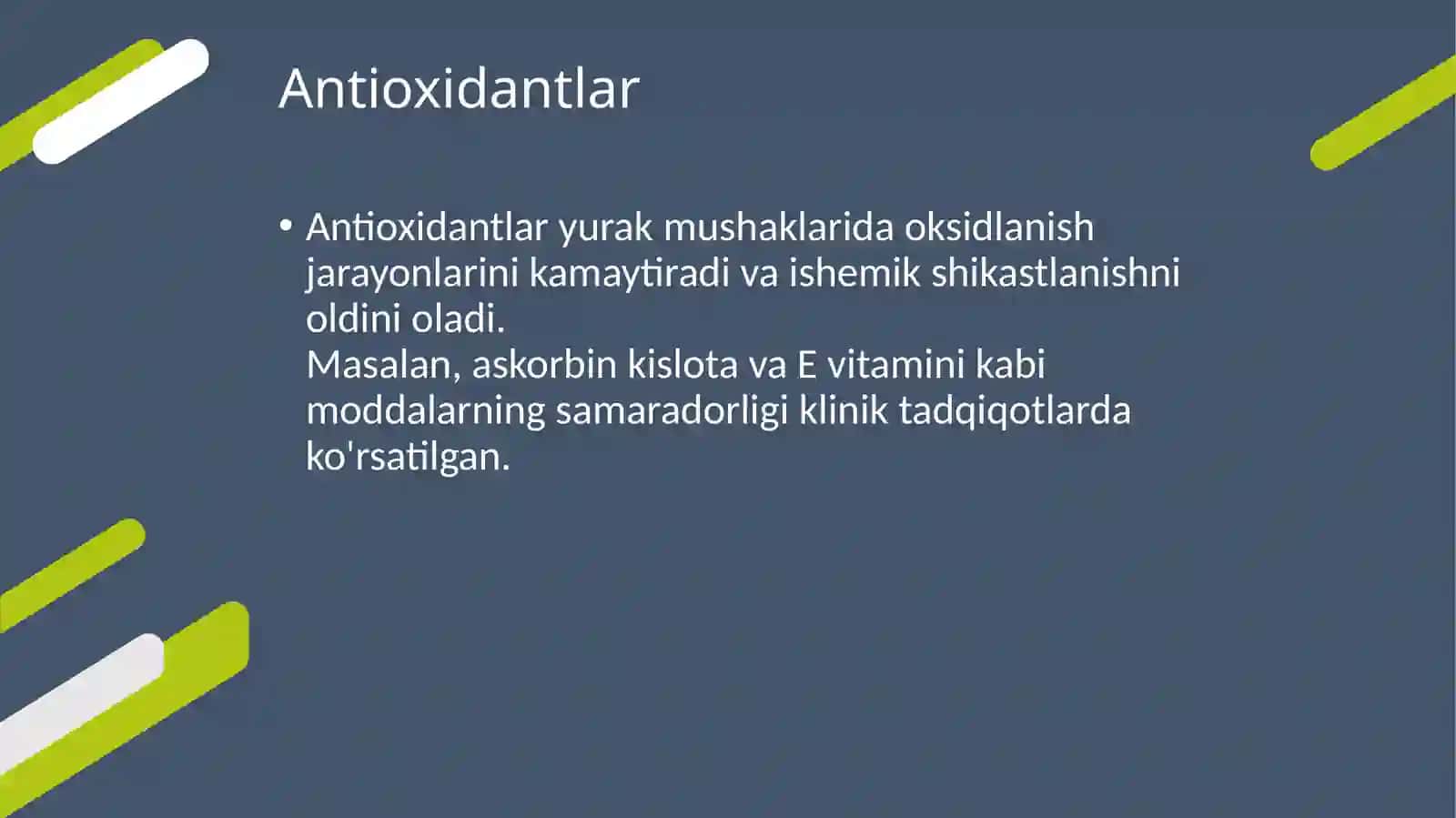 Kardioprotektorlar va metabotrop vositalar 4