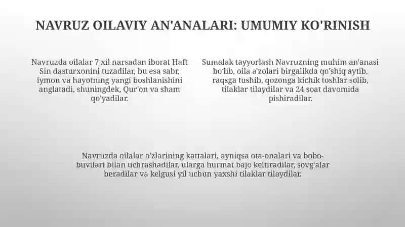 Navro'z bayrami an'analari Oilaviy marosimlar tadriji 4