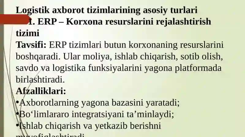 Logistik axborot tizimlarining turlari 4