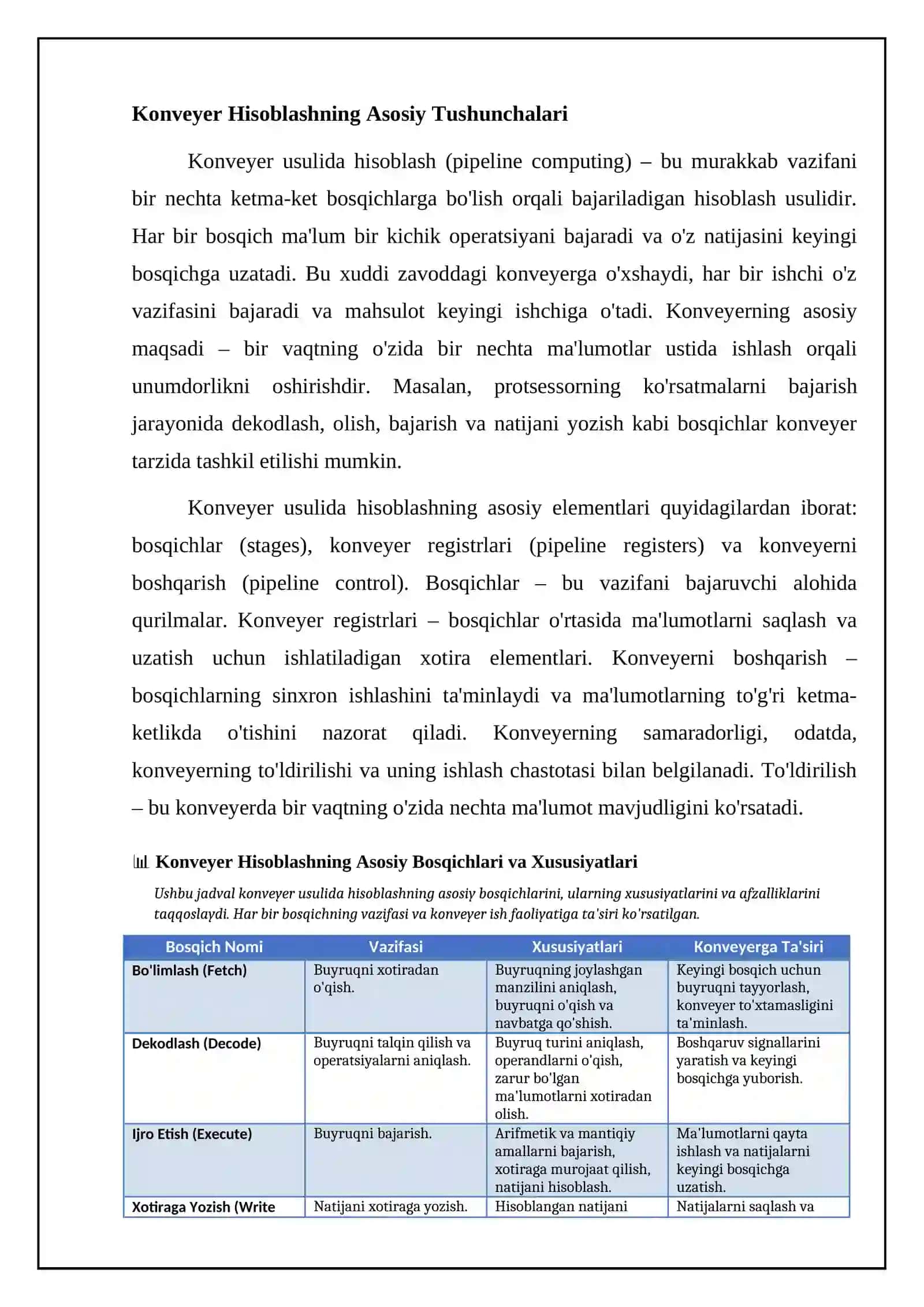 Hisob-kitoblarni konveyer usulida tashkil etish 4