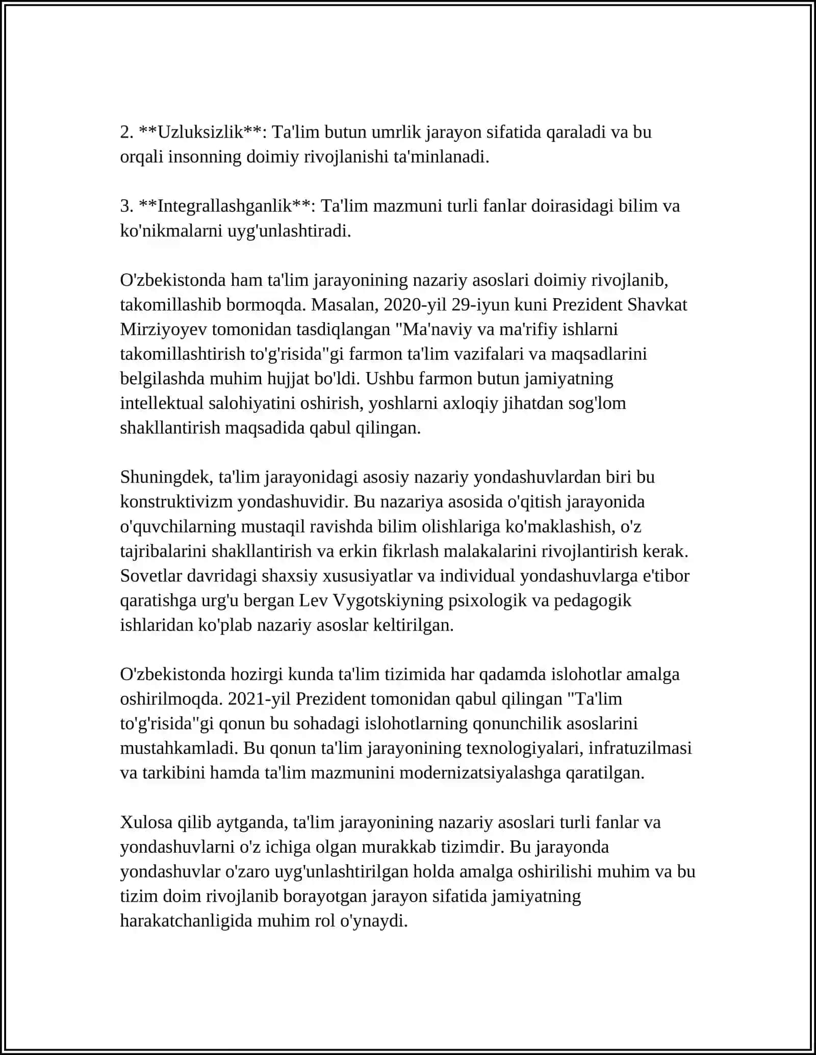 DIDAKTIKA-TAʼLIM NAZARIYASI. PEDAGOGIK JARAYON 4