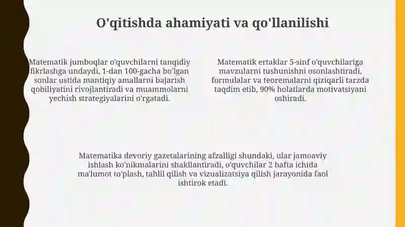 Matematik Jumboqlar, Ertaklar va Devoriy Gazetalar 4