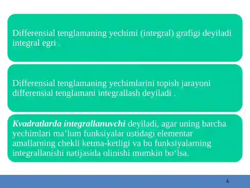 Birinchi tartibli differensial tenglamalarni integrallash 4