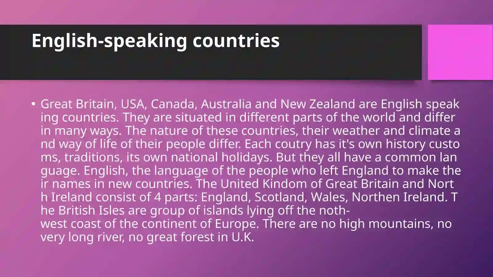 English speaking countries. Degreed thinkers of the West 4
