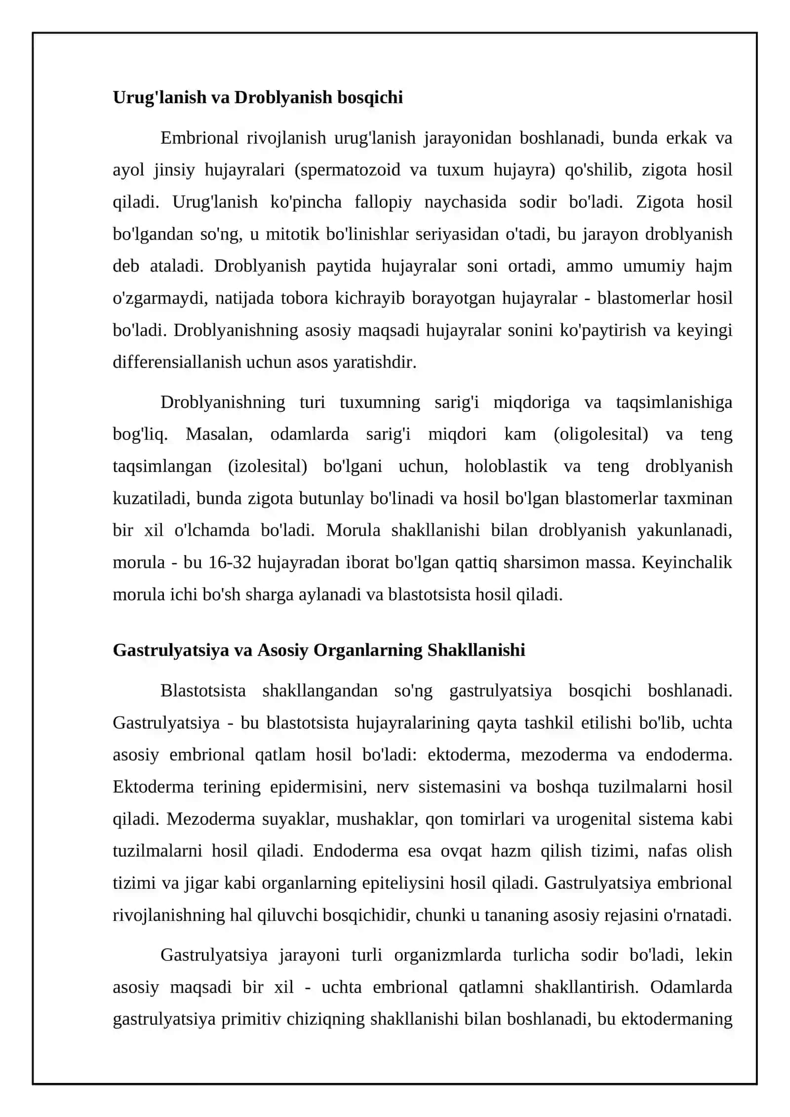 Embrional rivojlanishning asosiy bosqichlari 4