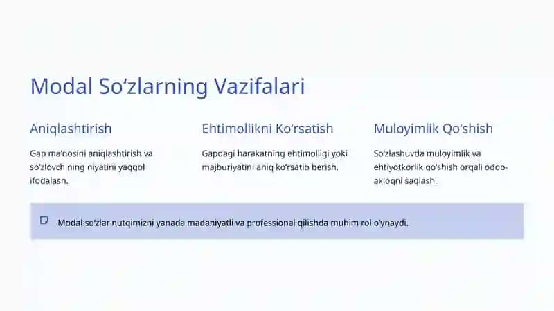 Modal Soʻzlar: Oʻzbek Tili Grammatikasi 4