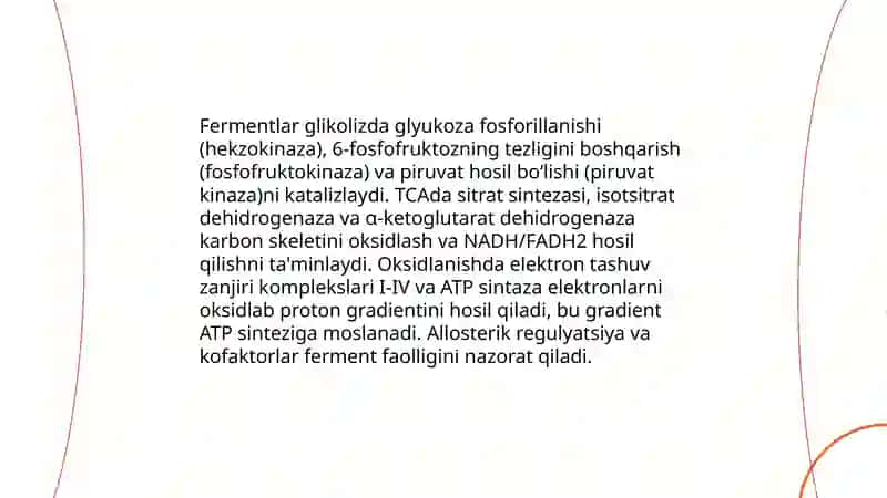 Fermentlarning hujayra metabolizmidagi roli 4