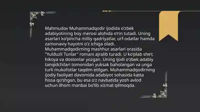 Mahmudov Muhammadqodirning hayoti 4