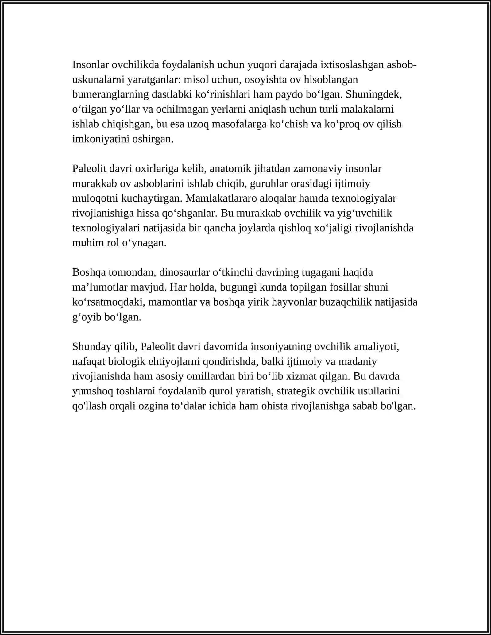 PALEOLIT DAVRI XO'JALIGI VA MODDIY MADANIYATI 4