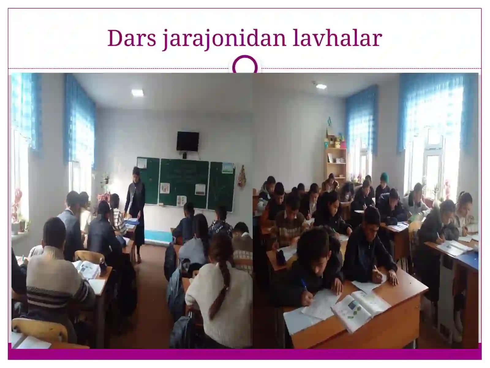 BUXORO DAVLATI BIY FANLAR VA AGROBIOTEXNOLOGIYALAR FAKULTETI 2.2 EKO 21-MURODOVA SHOHRUZANING PEDAGOGIK AMALIYOTIGA DOIR TAQDIMOTI 4