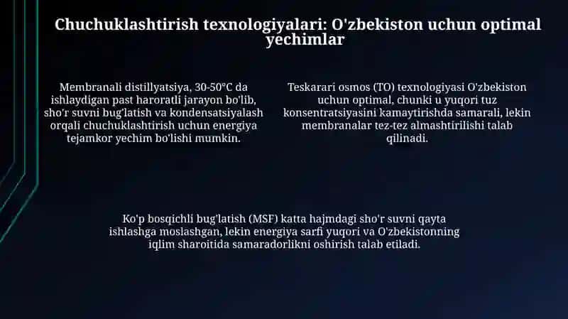 Sho'r suvni chuchuklashtirish g'oyasi 4