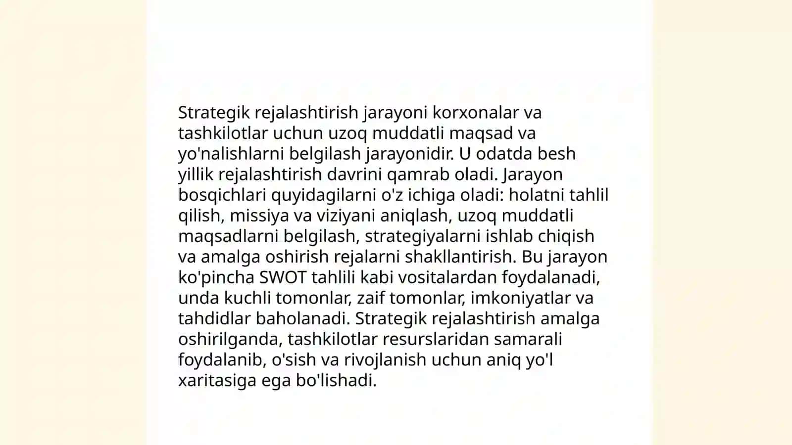 Korxonalarda strategik rejalashtirish xususiyatlari 4