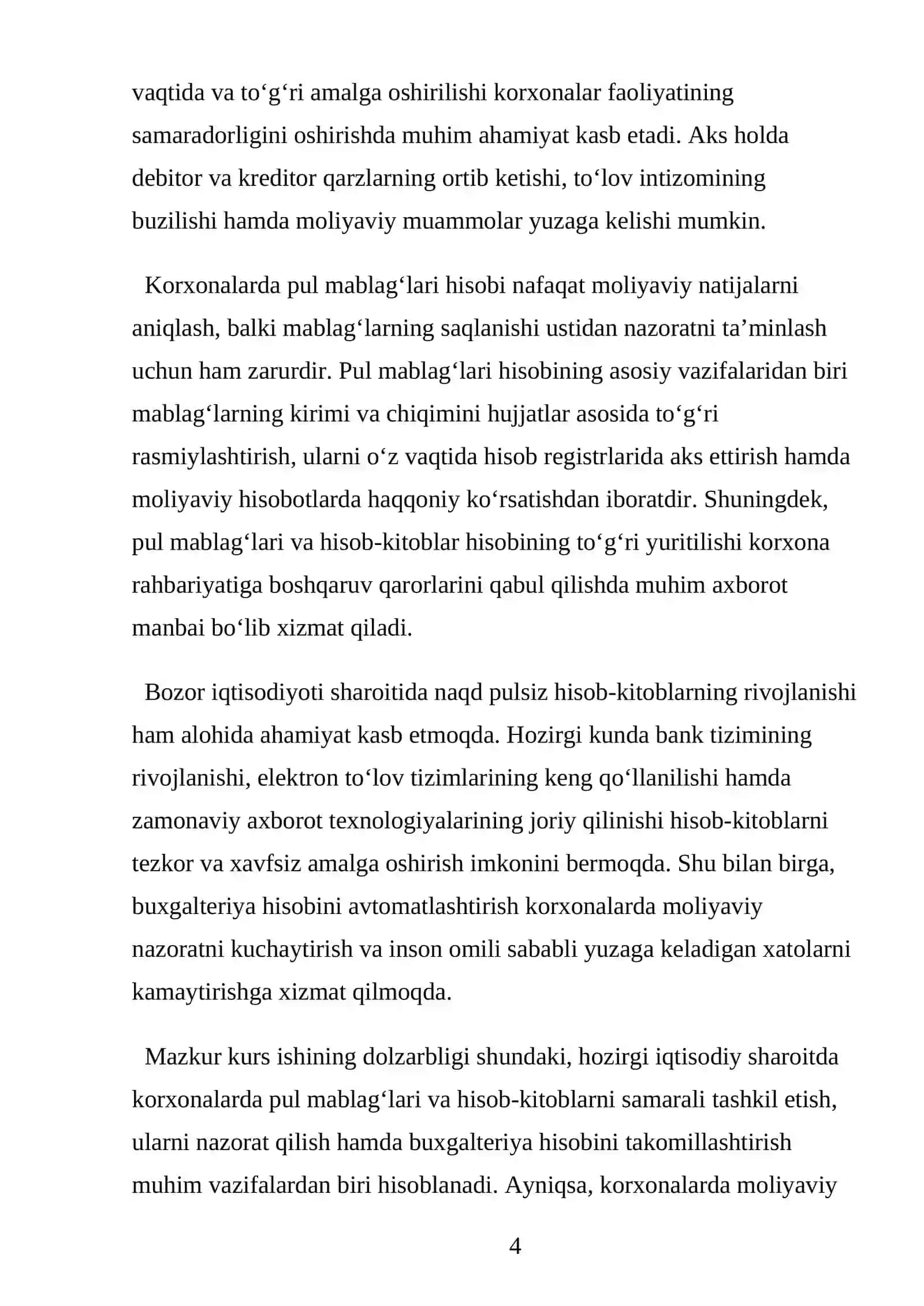 Pul mаblаg’lаri vа hisоb–kitоblаrning mаzmuni hаmdа ulаrni hisоbgа оlishning vаzifаlаri 4