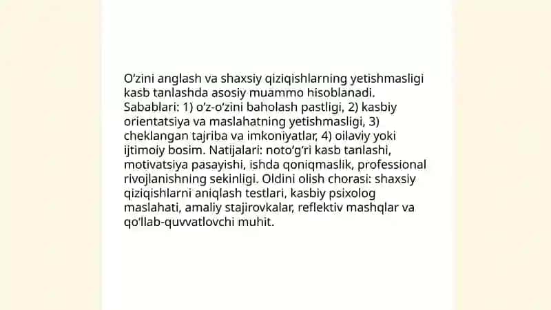 Kasb tanlashga yoʻllashning psixologik muommolari 4