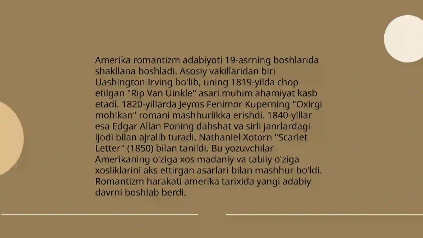 Fransuz, Amerika ramantizm adabiyoti 4