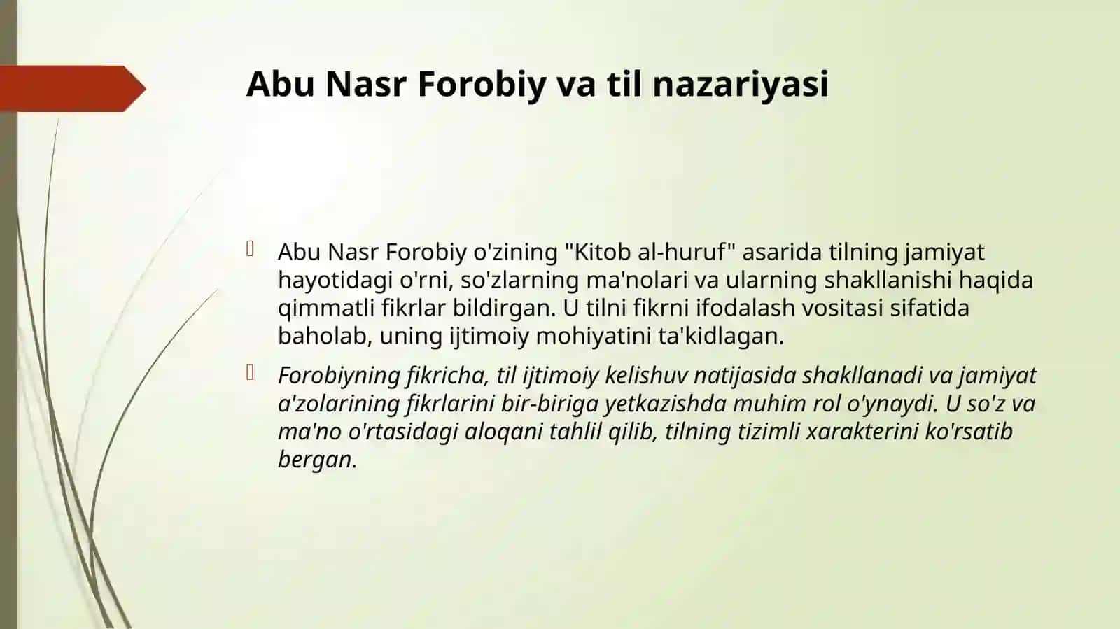 Sharq mutafakkirlarining til shakllanishiga oid qarashlari. 4