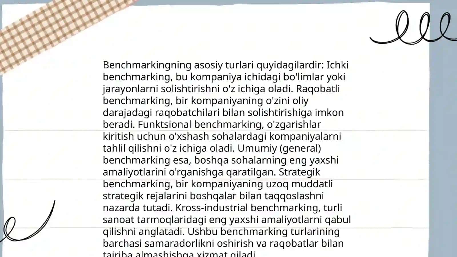 Benchmarkingni asosiy tamoyillari 4