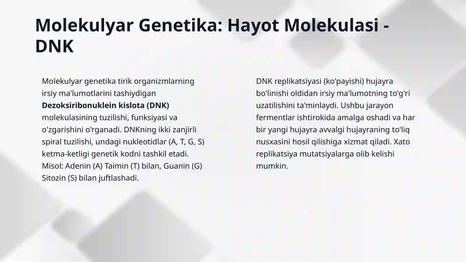 Genetika va molekulyar genetika asoslari 4