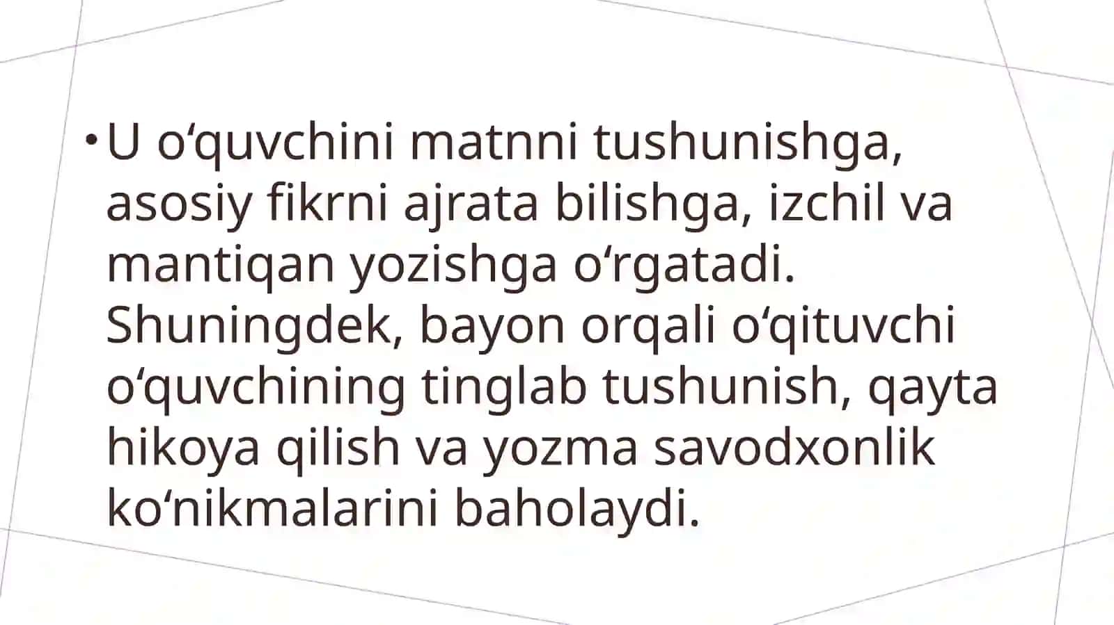 Bayon yozish usullari. Bayonni baholash metodlari 4