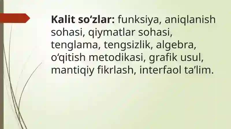 Tenglama va tengsizliklarda funksiya aniqlanish va qiymatlar sohasi topish 4