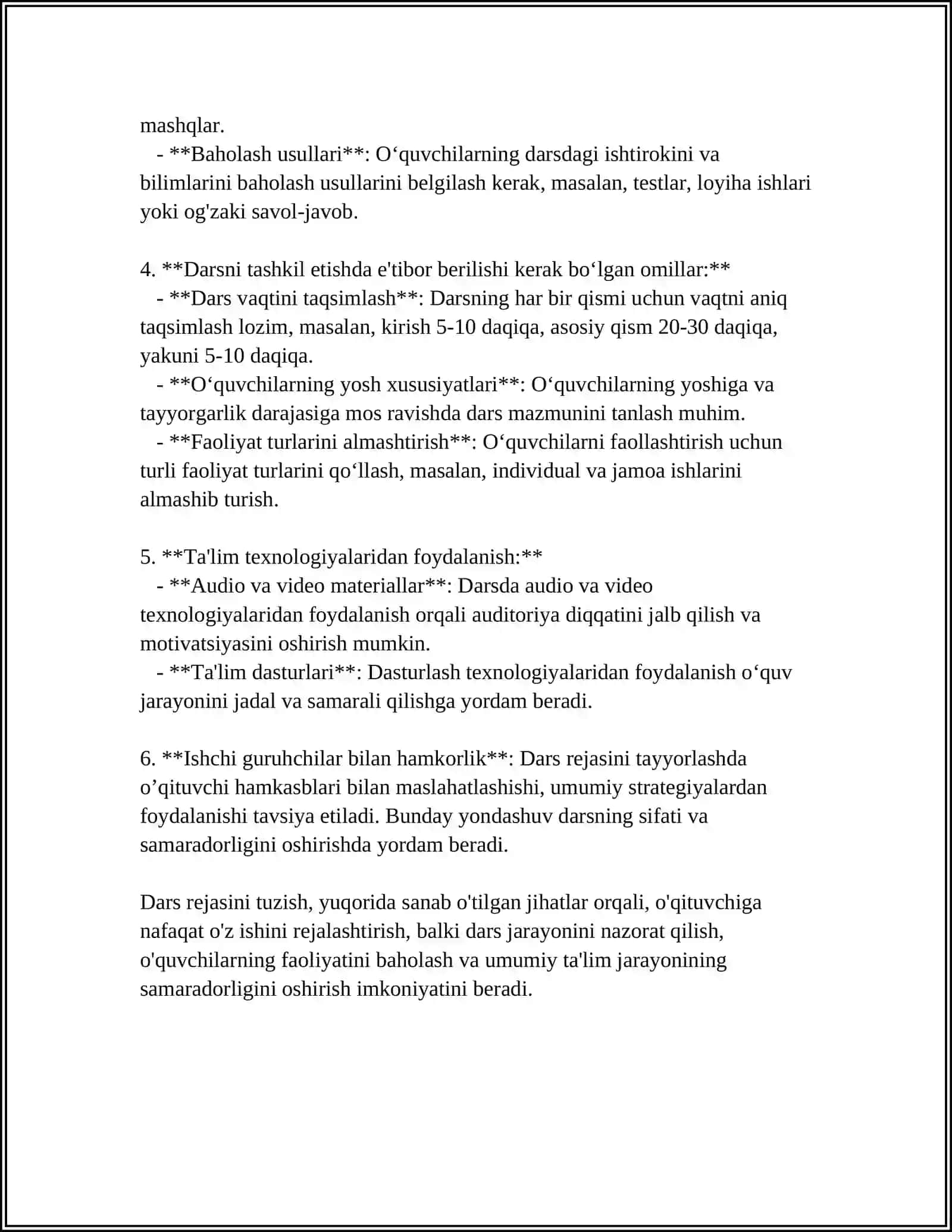 MATEMATIKA MASHĢULOTLARINI REJALASHTIRISH TURLARI 4