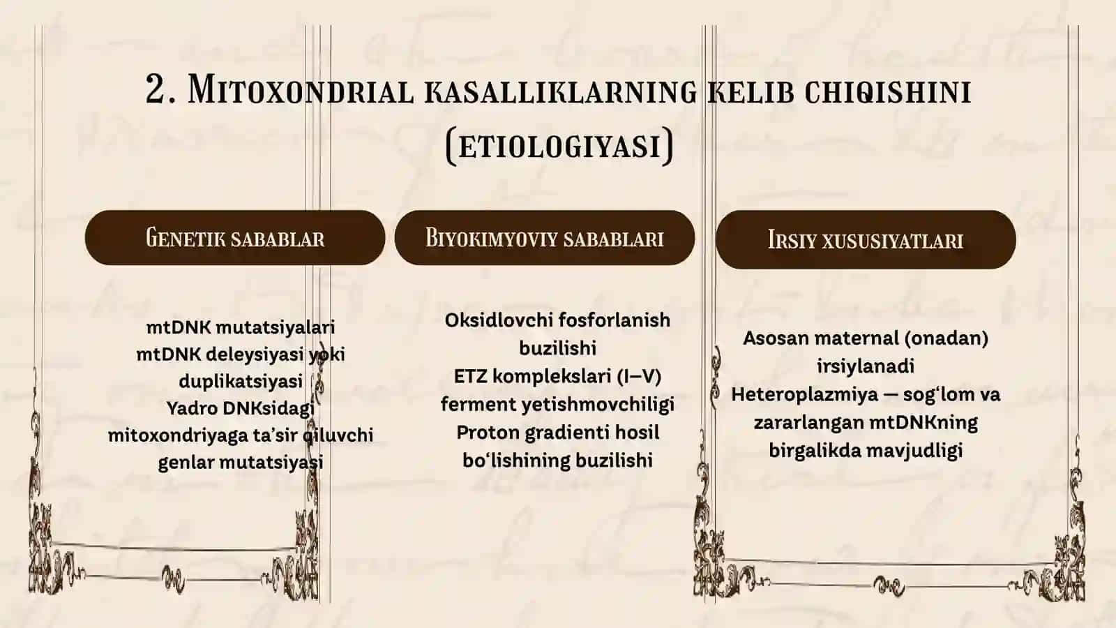 MITOXONDRIYA KASALLIKLAR. GIPOENERGETIK HOLATLARI 4