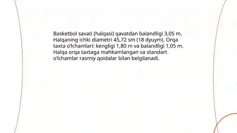 Basketbol oʻyin maydoni olchamlari va qoidalari 4