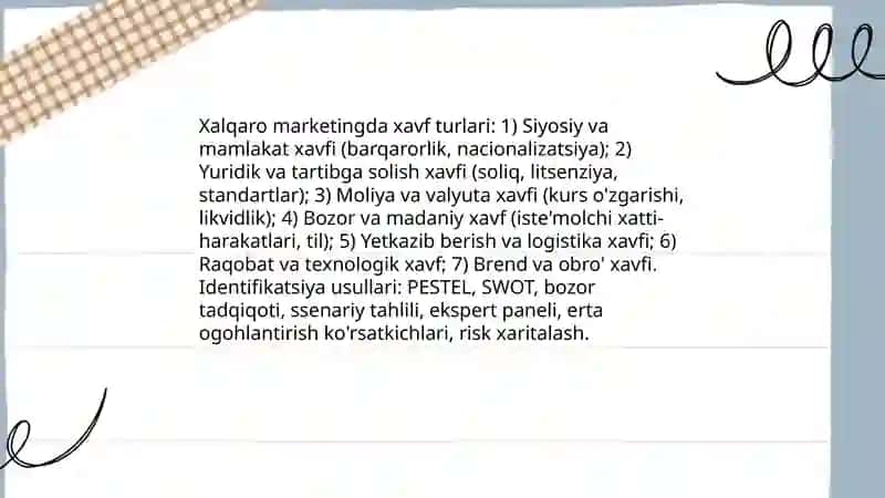 Xalqaro marketingda risk matritsasi 4