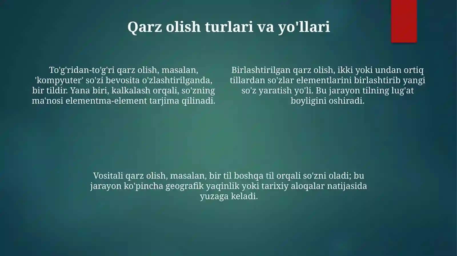 Boshqa tillardan o'zlashgan leksemalar 4