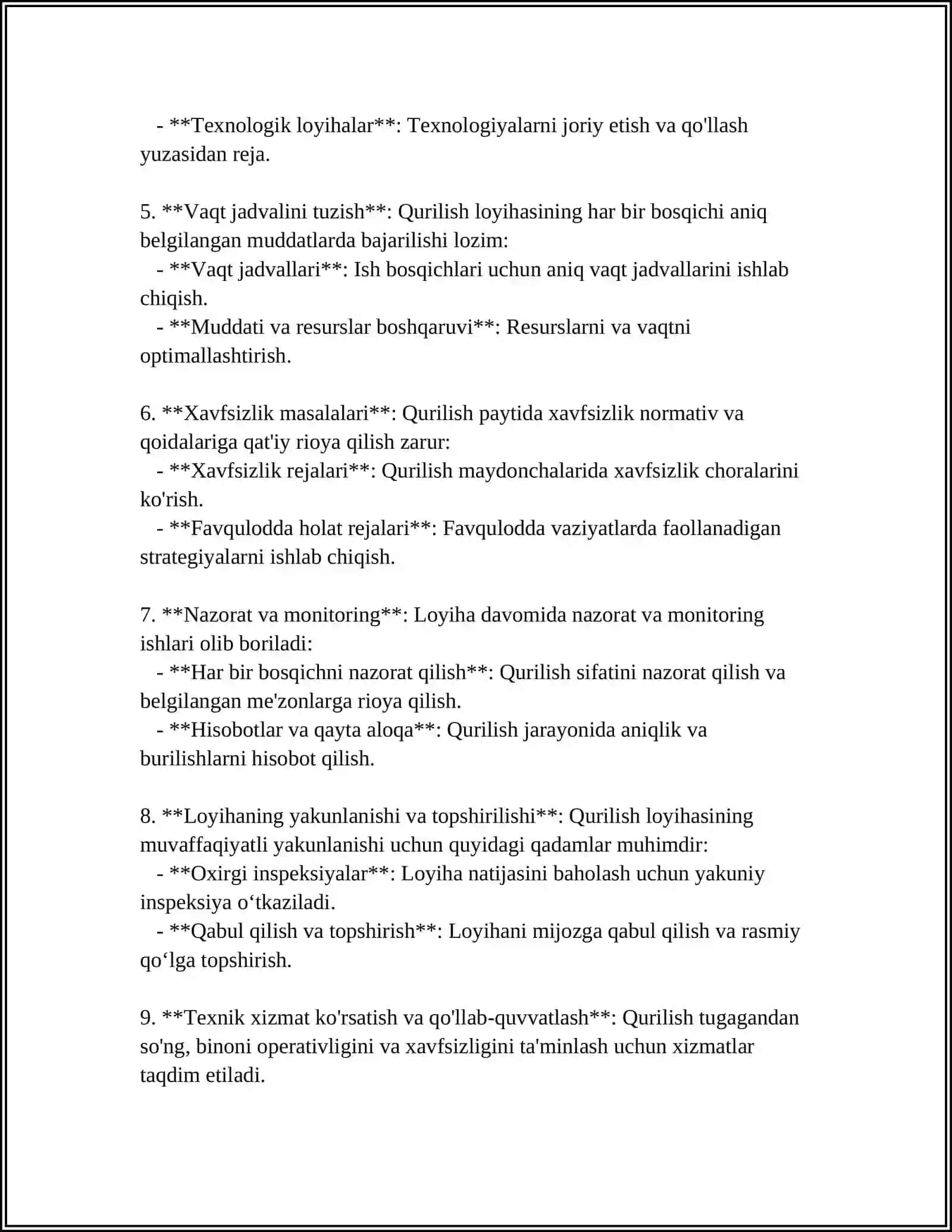 MUSTAQIL ISH Mavzu: QURILISH BOSH PLANI 4