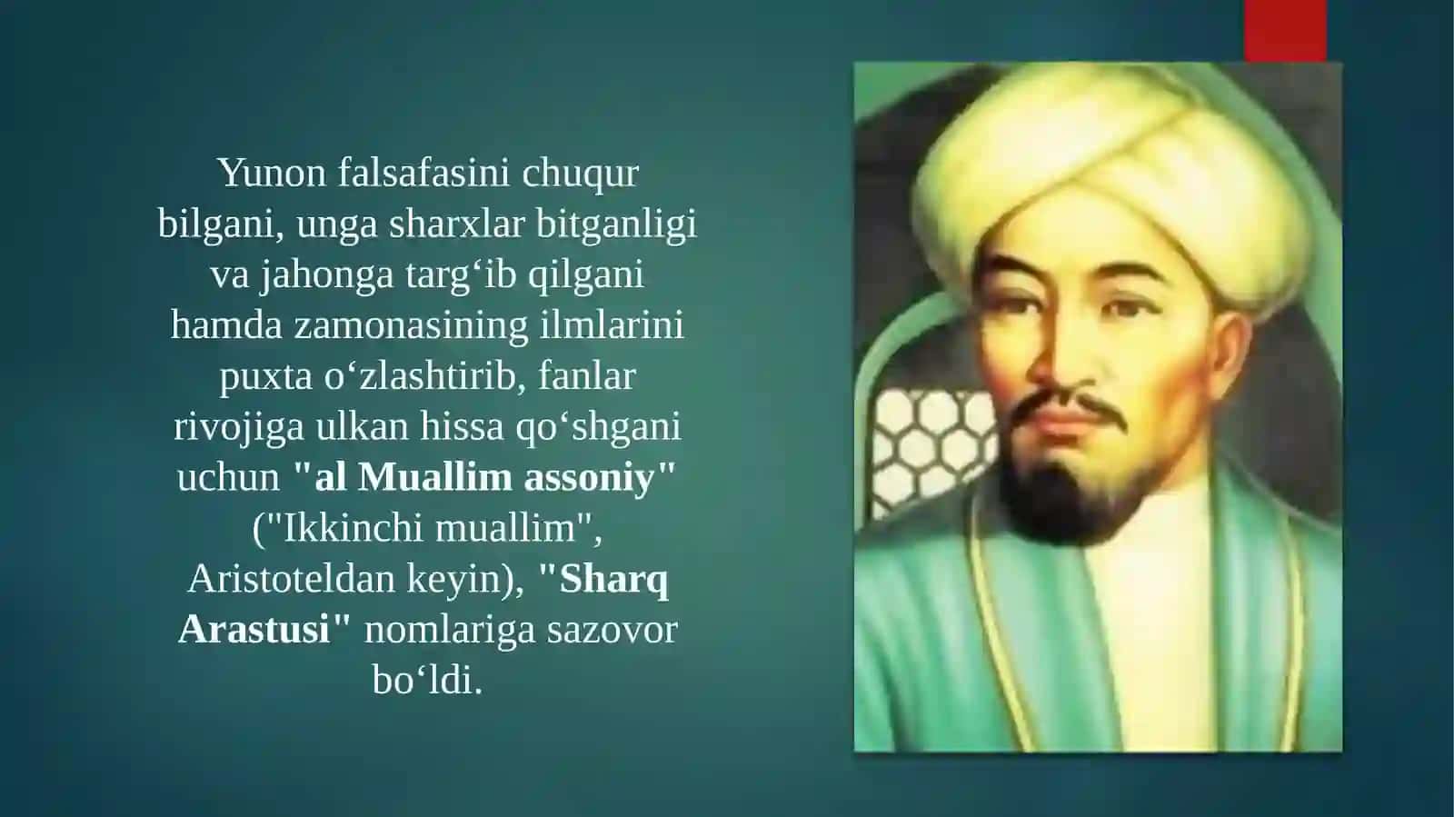 Abu Nasr Muhammad ibn Muhammad ibn Uzlugʻ Tarxon Forobiy 4