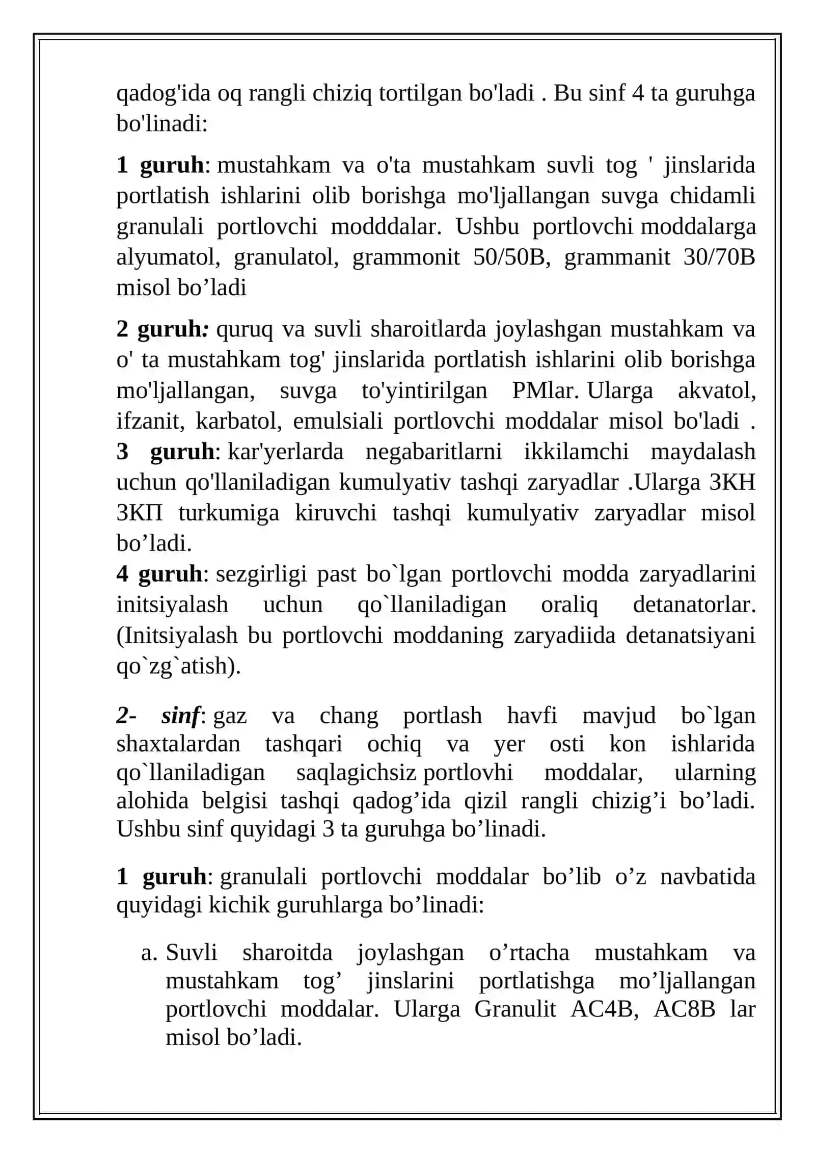 SANOAT PORTLOVCHI MODDALARNING TASNIFI 4