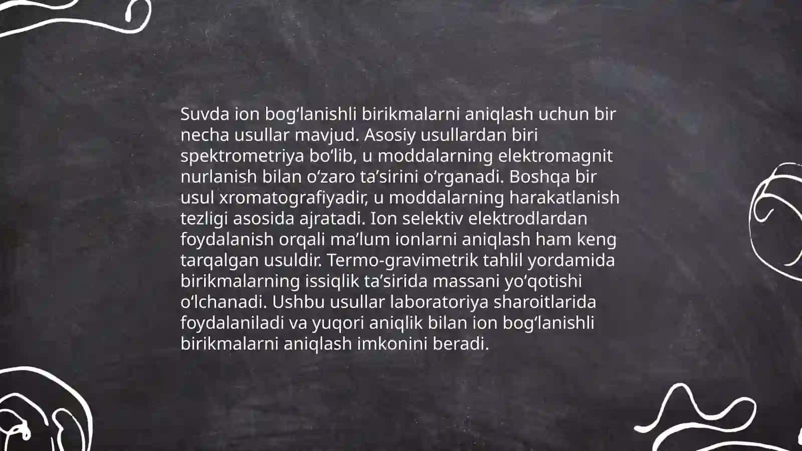 Tuproqning ion bogʻlanishli birikmalarini aniqlash 4