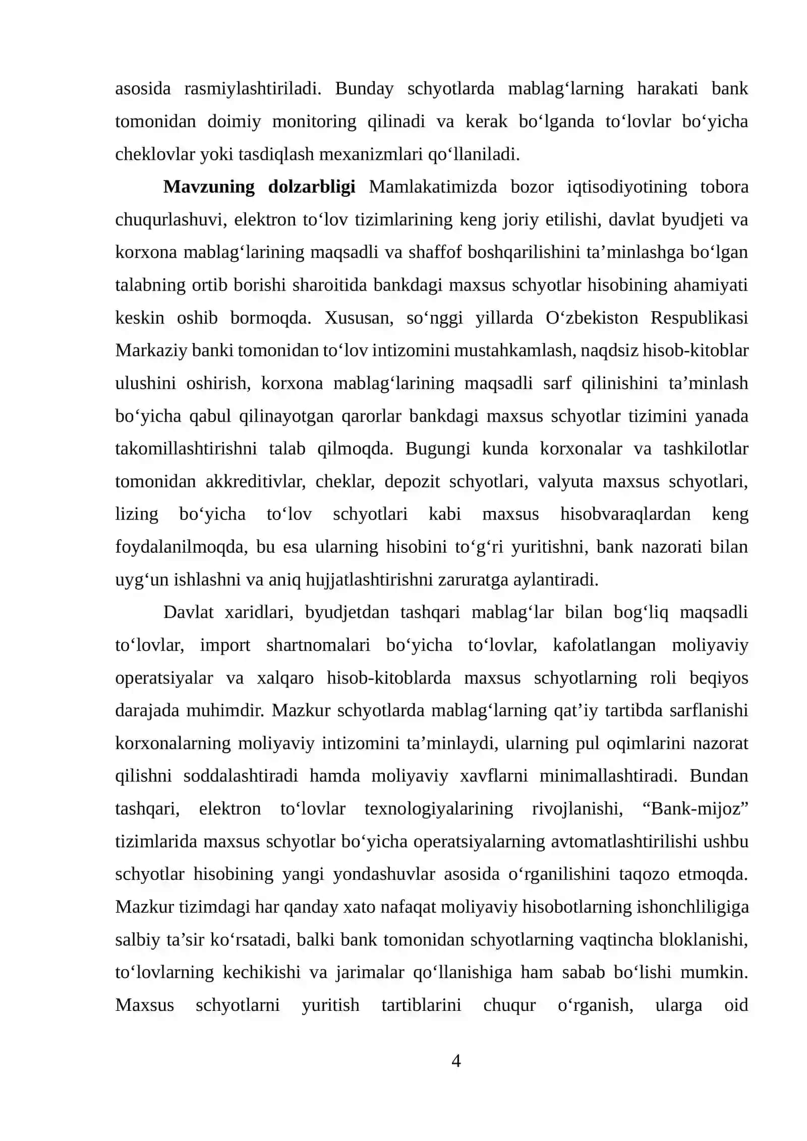 Bankdagi maxsus schetlar hisobi 4