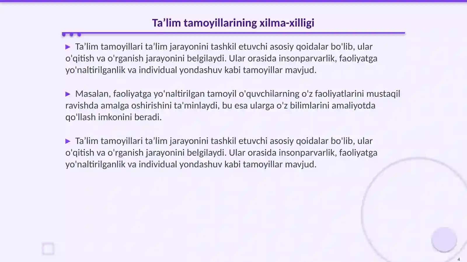 Taʼlim jarayoni yaxlit tizim sifatida 4