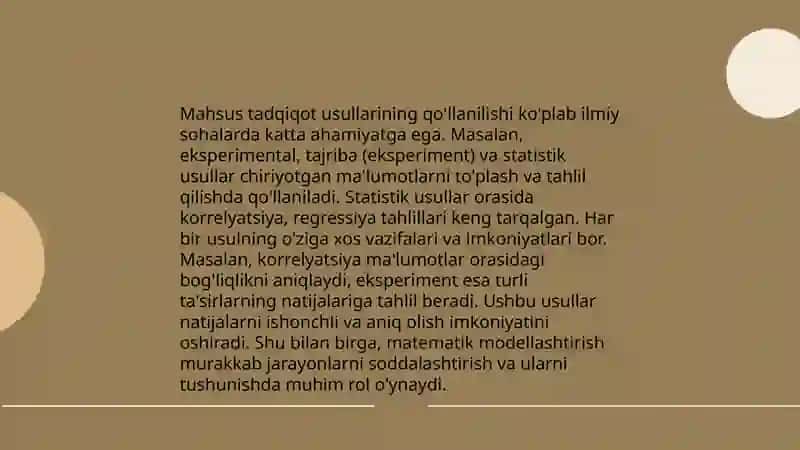 Xususiy va mahsus tadqiqot usullarini boshqarish 4