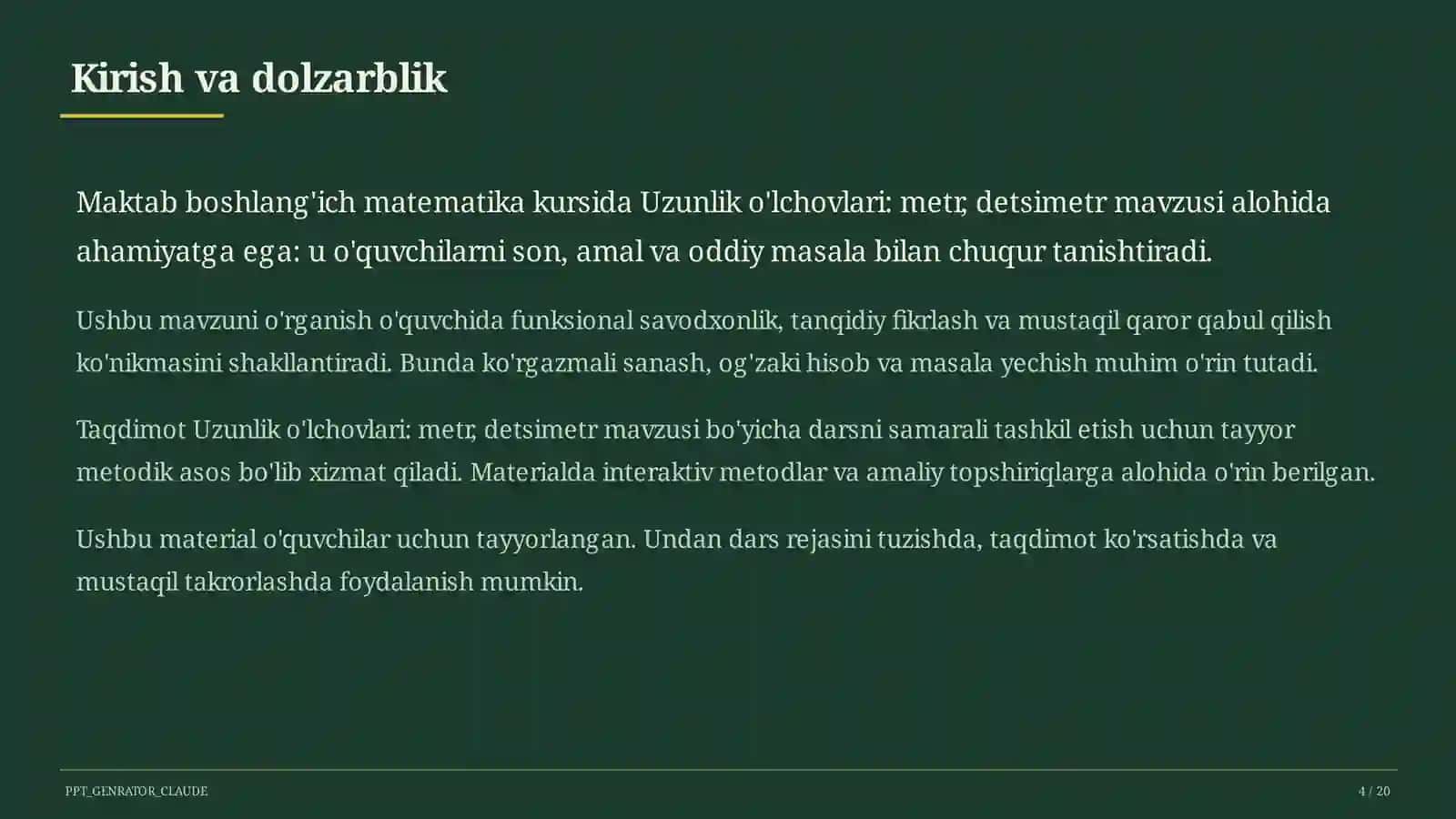 Dars rejasi 4