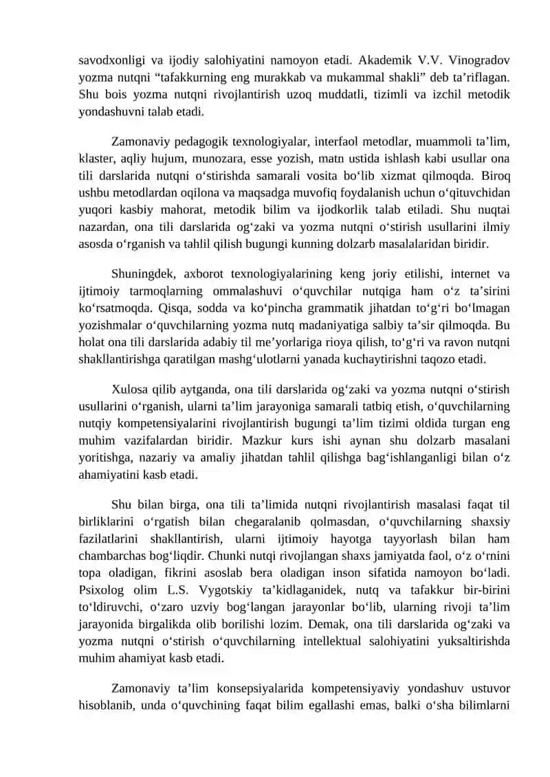 Ona tili darslarida og'zaki va yozma nutqni o'stirish usullari 4