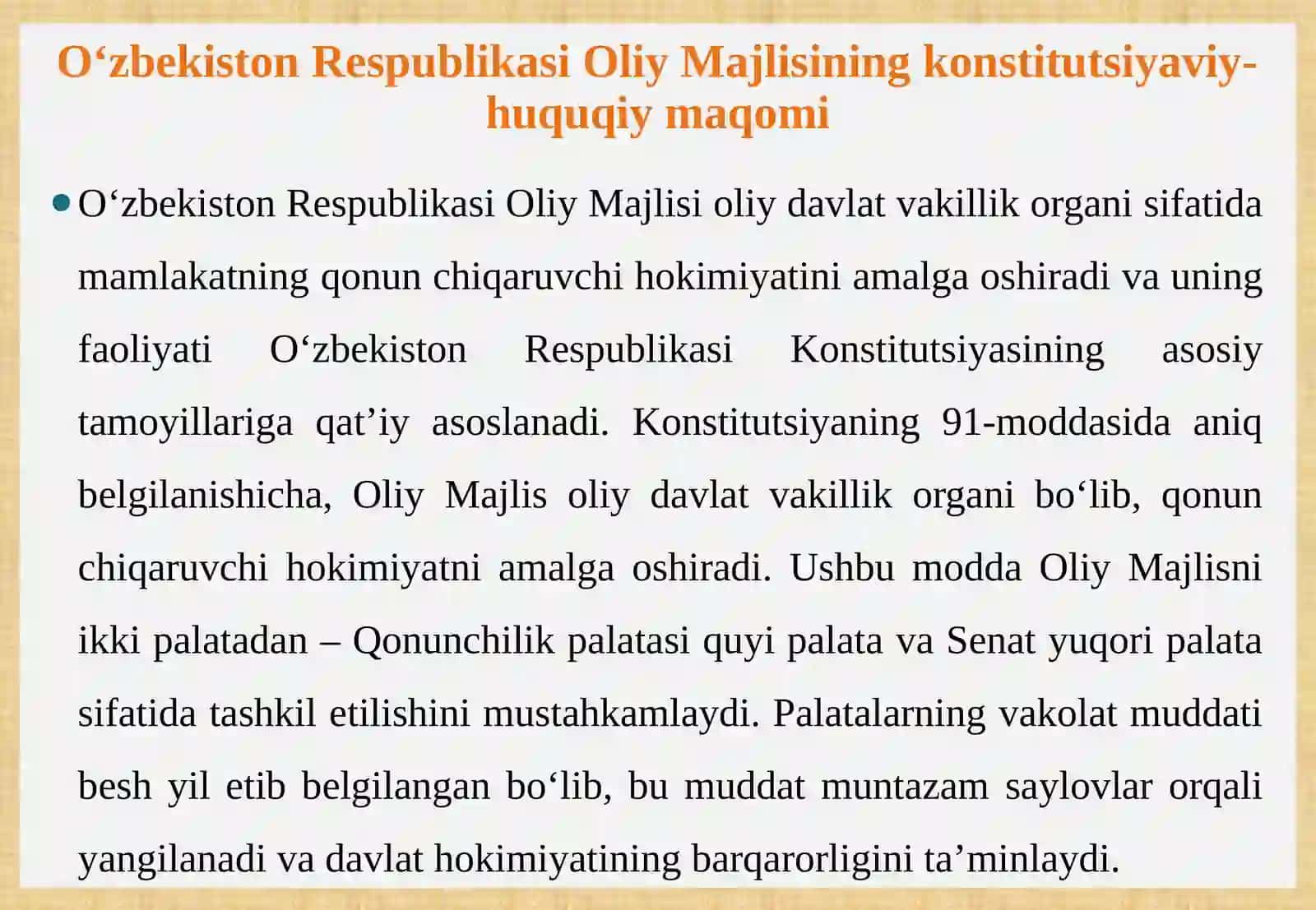 O‘zbekiston Respublikasi Oliy Majlisi 4