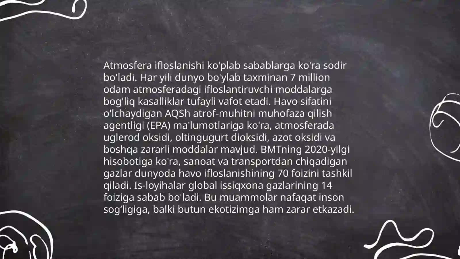 Ekalagik muammolar haqida esse 4