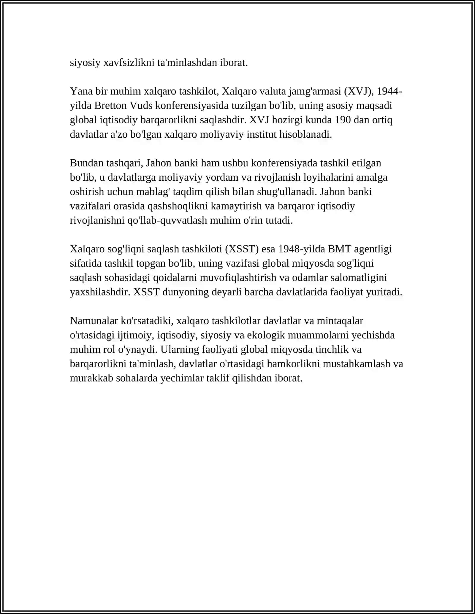 XALQARO BIRLIKLARI TIZIMI SI 4