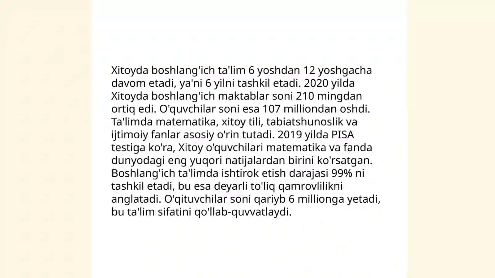 Xitoy taʼlim sifati va undagi oʻzgarishlar 4
