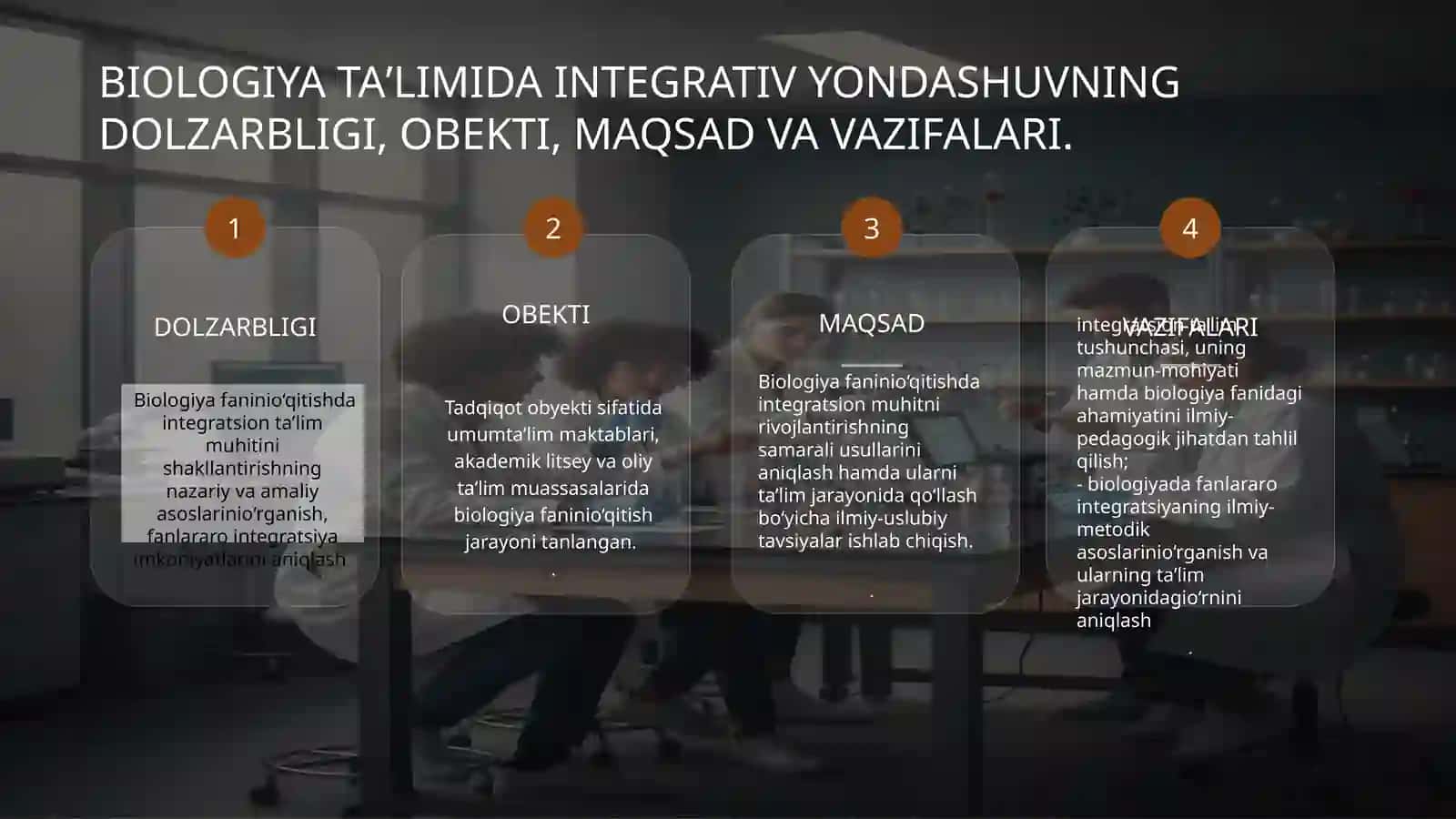 BIOLOGIYADA INTEGRATSION TA'LIM MUHITINI SHAKLLANTIRISH USULLARI 4