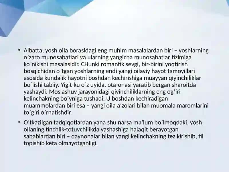 Yosh oila adaptatsiyasi va integratsiyasi 4