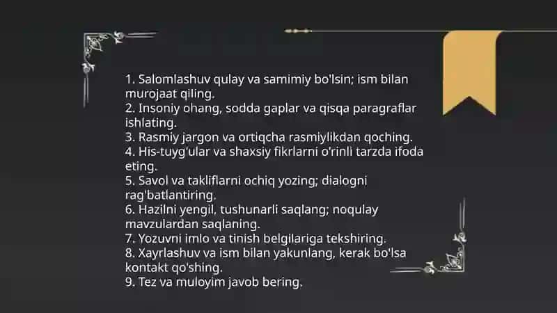 Rasmiy va norasmiy xatlar yozish, Email etiketi 4