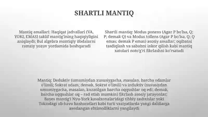 Mantiq xulosa chiqarish 4