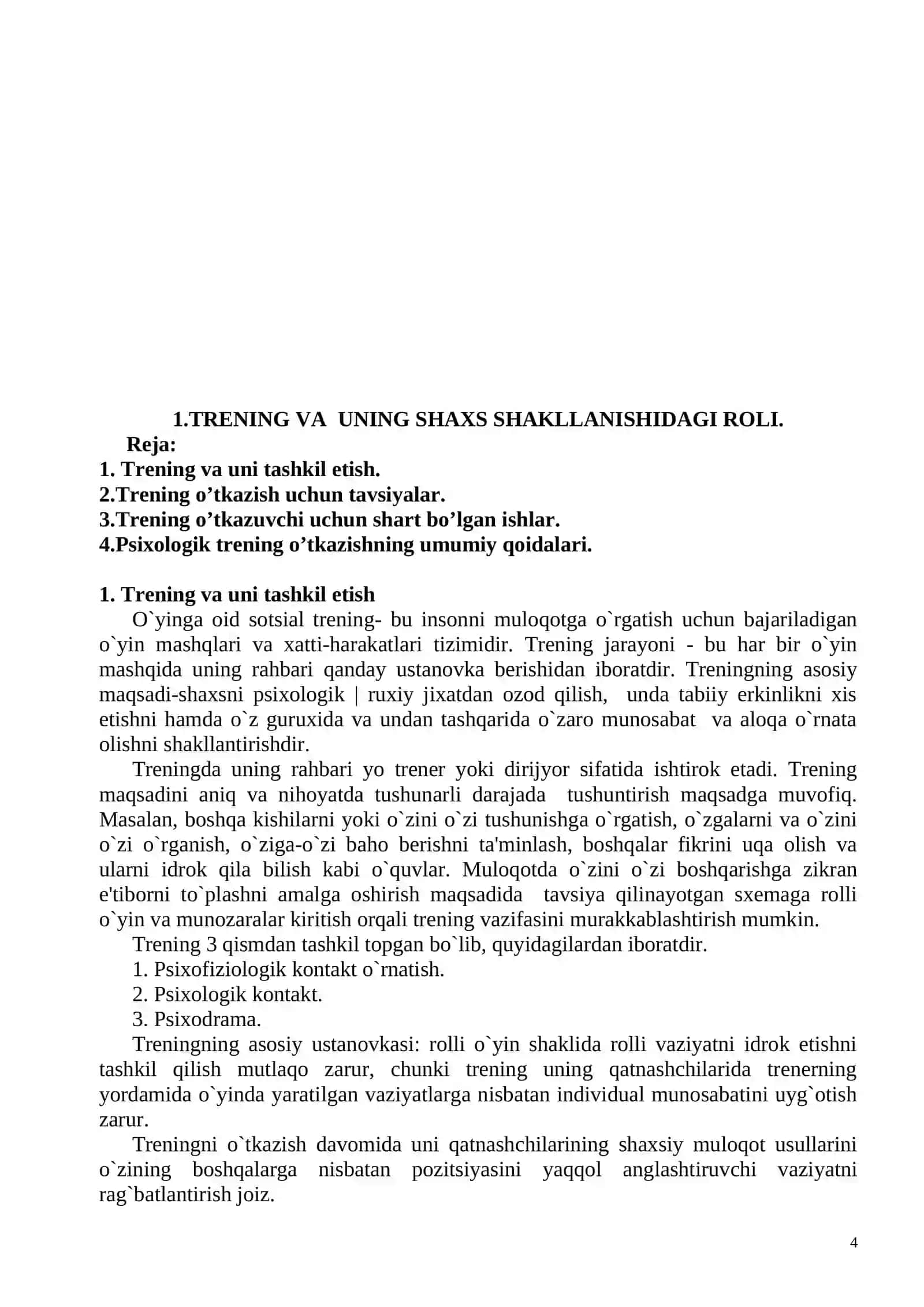 Sotsial trening va amaliyotga kirish 4