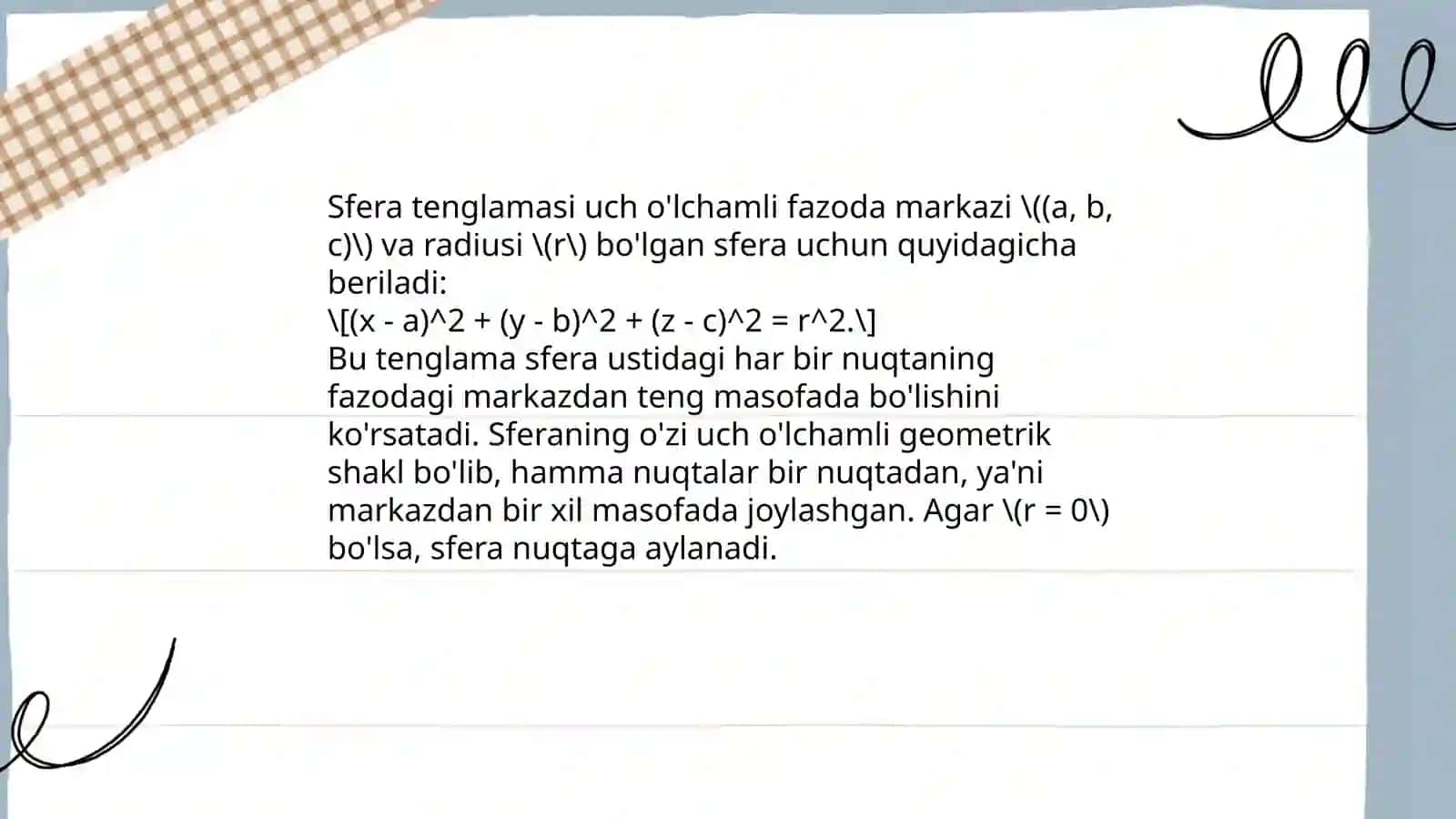Aylana va sfera tenglamalari 4